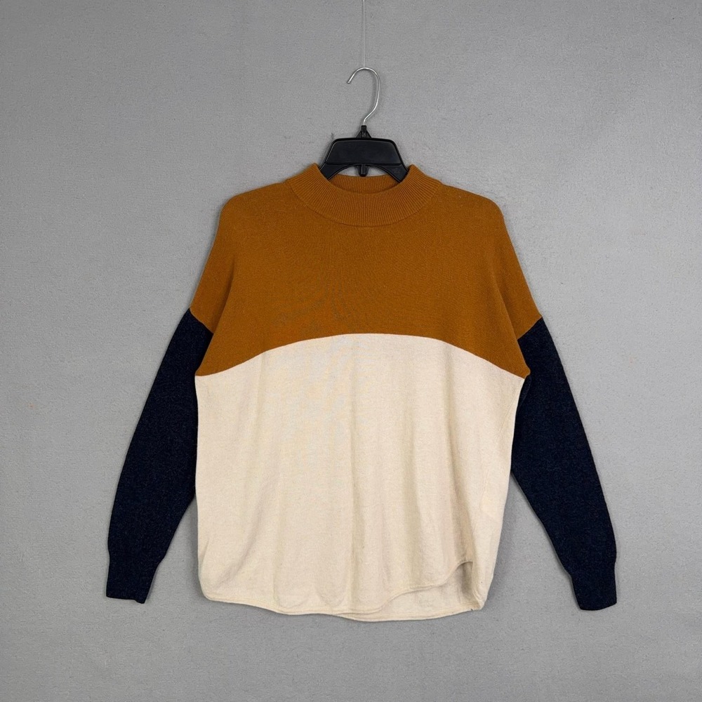 Madewell Sweater Womens Medium Multicolor Mock Neck Colorblock Knit Wool Alpaca